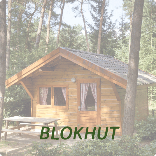 Blokhut voor vier personen bij familiecamping Recreatiepark 't Zand in de bossen van Brabant. trekkershut